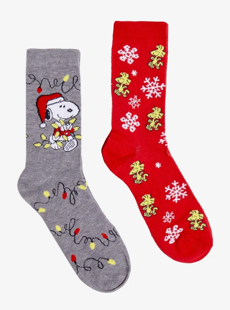 Peanuts Snoopy & Woodstock Holiday Crew Socks 2 Pair