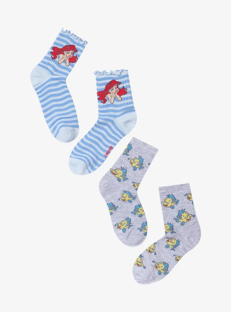 Disney The Little Mermaid Ariel & Flounder Crew Socks 2 Pair