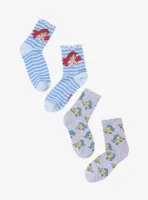 Disney The Little Mermaid Ariel & Flounder Crew Socks 2 Pair