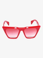 Red Pointed Square Sunglasses
