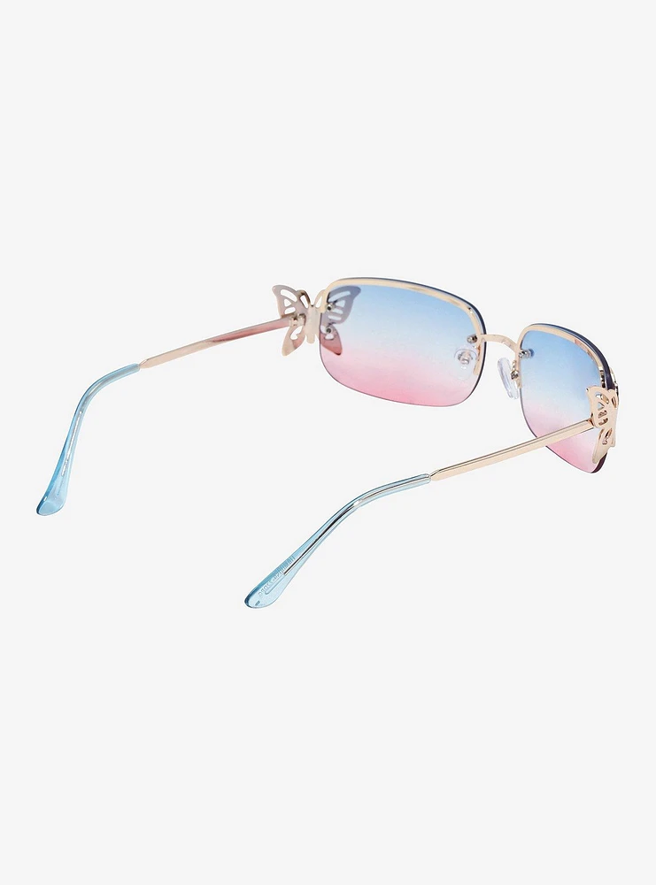 Blue & Pink Ombre Butterfly Sunglasses