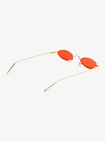 Narrow Red Oval Sunglasses