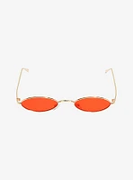 Narrow Red Oval Sunglasses