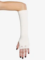 Cream Distressed Ribbed Arm Warmers