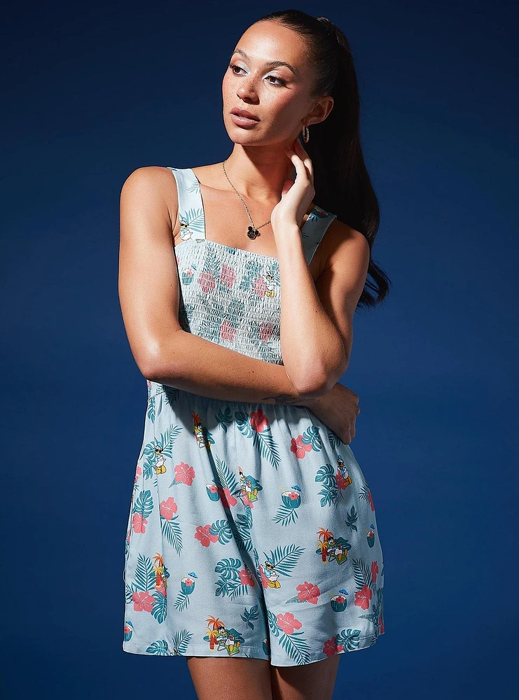 Disney Donald Duck Tropical Allover Print Women's Smock Romper — BoxLunch Exclusive