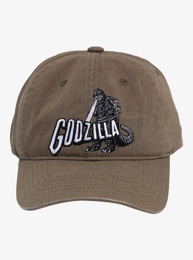 Godzilla Embroidered Wash Dad Cap