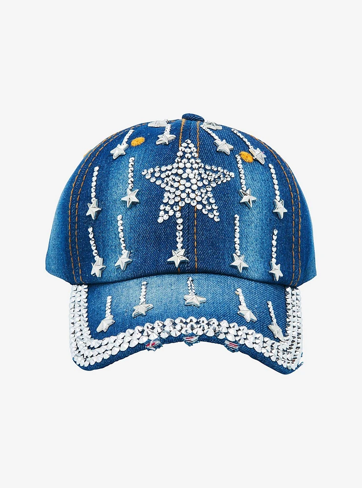 Denim Bling Star Dad Cap