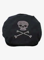 Rhinestone Skull & Crossbones Flat Cap