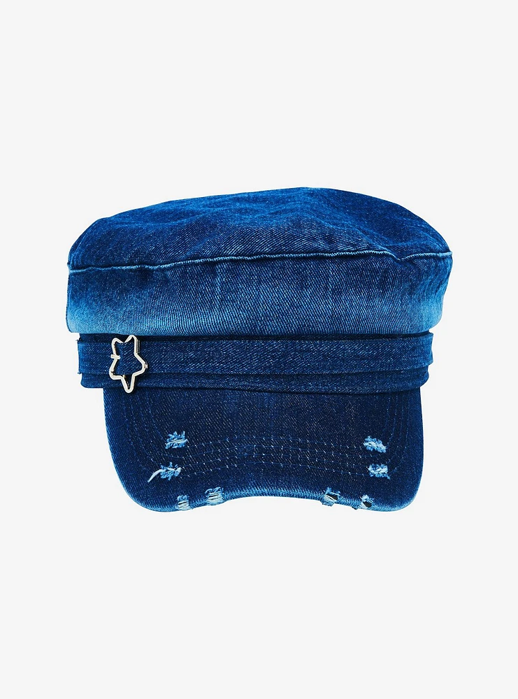 Blue Denim Star Buckle Cadet Hat