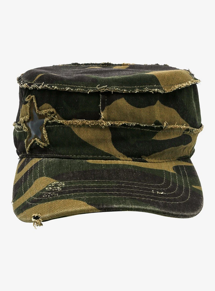 Camo Distressed Star Cadet Cap