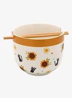 Studio Ghibli® Kiki's Delivery Service Jiji Sunflower Ramen Bowl With Chopsticks