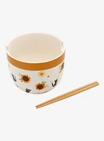 Studio Ghibli® Kiki's Delivery Service Jiji Sunflower Ramen Bowl With Chopsticks