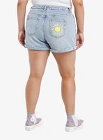 Care Bears Glitter Print Denim Mom Shorts Plus