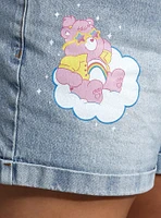 Care Bears Glitter Print Denim Mom Shorts Plus