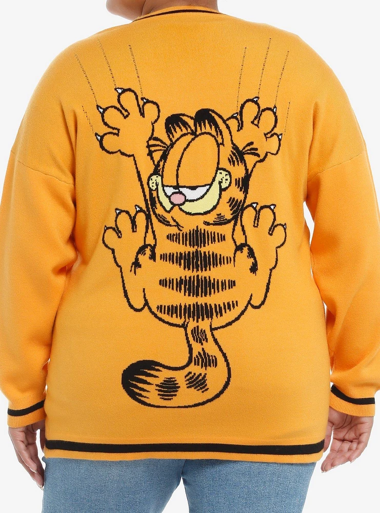 Garfield Jumbo Print Girls Intarsia Cardigan Plus