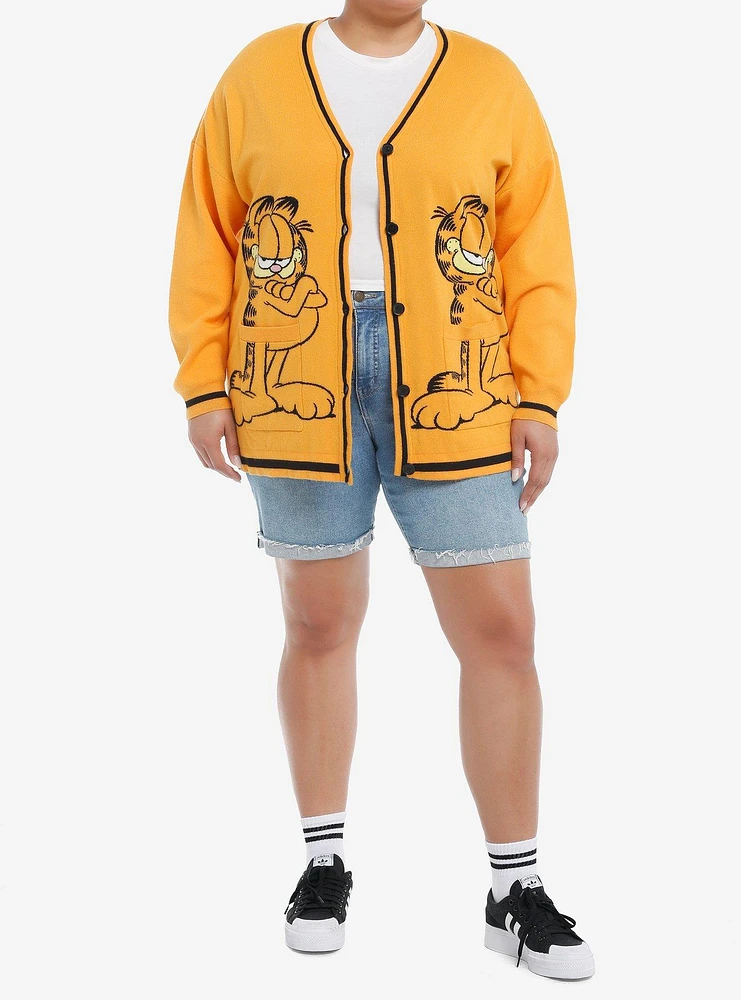 Garfield Jumbo Print Girls Intarsia Cardigan Plus