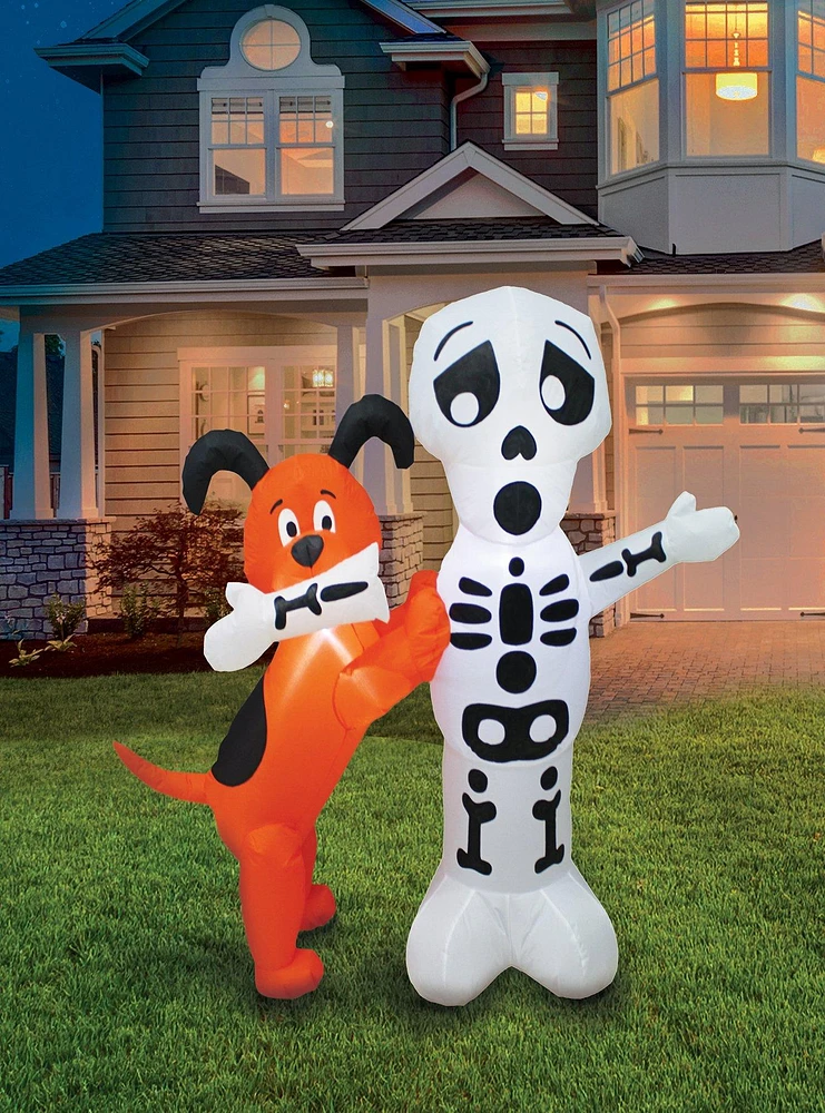 Skeleton with Dog Inflatable Decor