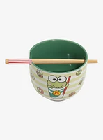 Sanrio Keroppi Striped Ramen Bowl with Chopsticks