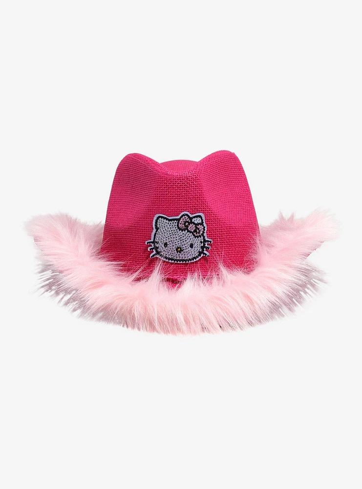 Hello Kitty Pink Rhinestone & Fur Trim Cowboy Hat