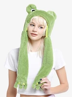 Green Frog Fuzzy Tassel Beanie With Movable Eyes