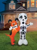 Skeleton with Dog Inflatable Decor