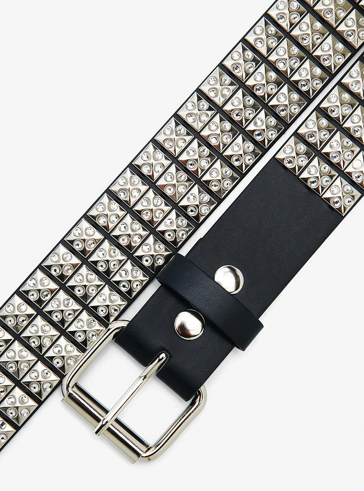 Silver Bling Pyramid Stud Belt