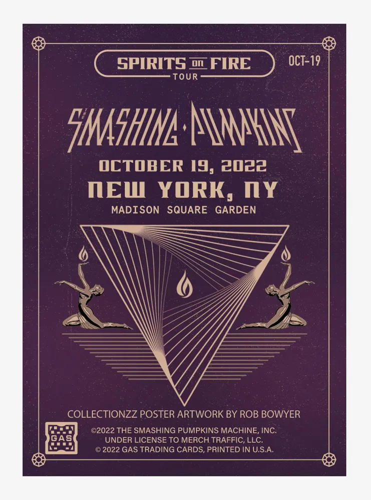 The Smashing Pumpkins Spirits On Fire 2022 Tour Madison Square Garden Collectible Card