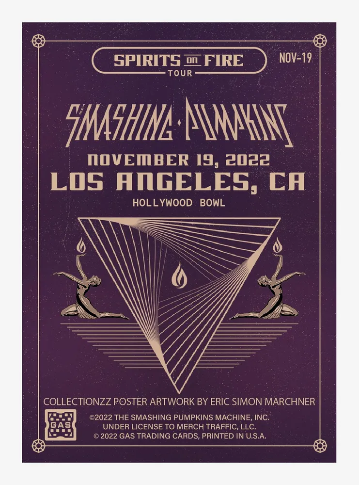 The Smashing Pumpkins Spirits On Fire 2022 Tour Hollywood Bowl Collectible Card