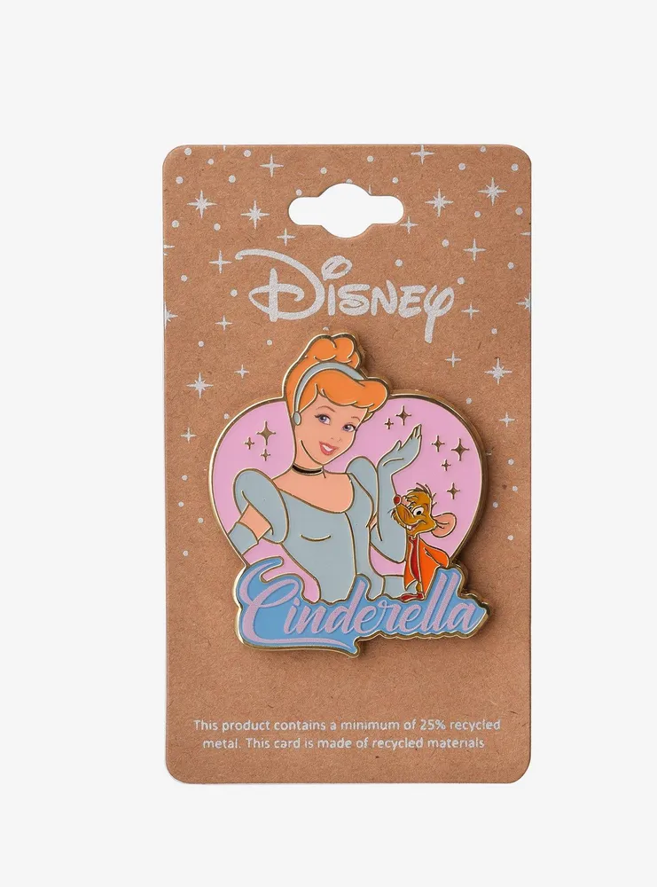 Disney Cinderella and Jaq Heart Portrait Enamel Pin - BoxLunch Exclusive