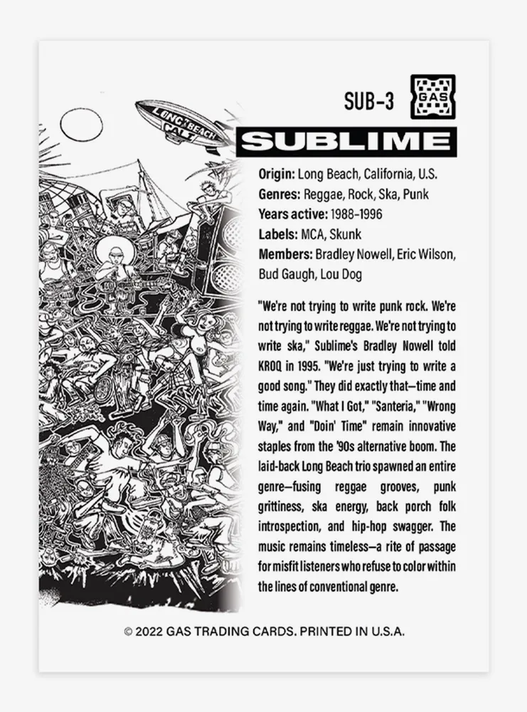 Sublime 40 Oz. To Freedom 1992 Collectible Card