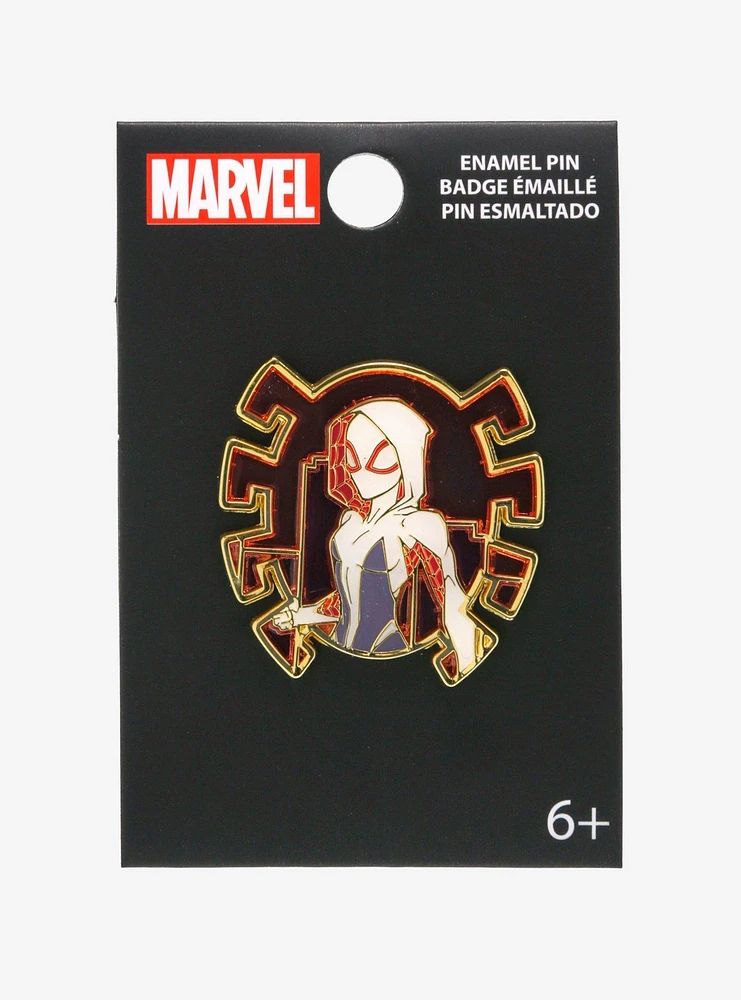 Loungefly Spider-Man: Across the Spider-Verse Spider-Gwen Stained Glass Enamel Pin — BoxLunch Exclusive