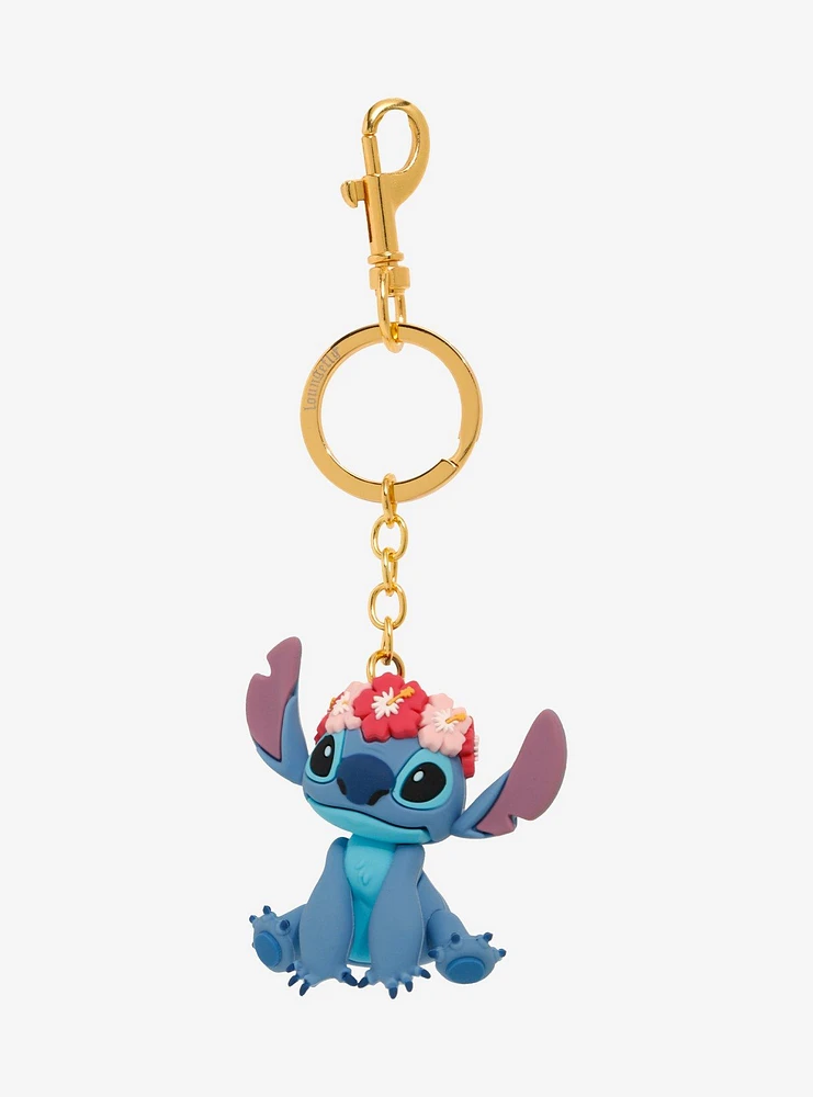 Loungefly Disney Lilo & Stitch Flower Crown Stitch 3D Keychain — BoxLunch Exclusive