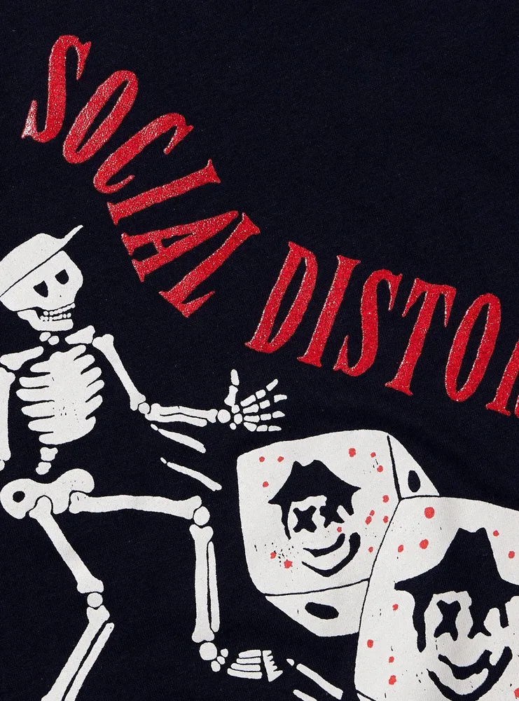 Social Distortion Skelly Glitter Logo Boyfriend Fit Girls T-Shirt