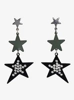 Social Collision Green & Black Star Drop Earrings