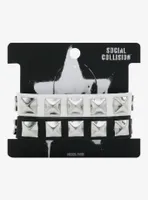 Social Collision® Black & White Stud Cuff Bracelet Set