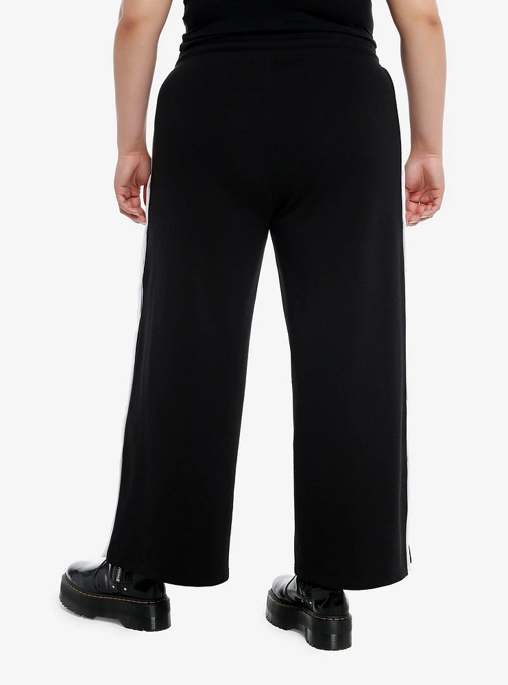 Social Collision® Black & White Stripe Snap Girls Track Pants Plus