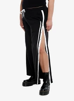 Social Collision® Black & White Stripe Snap Girls Track Pants Plus