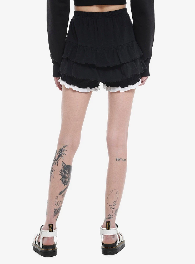 Sweet Society® Black & White Ruffle Lolita Girls Lounge Shorts