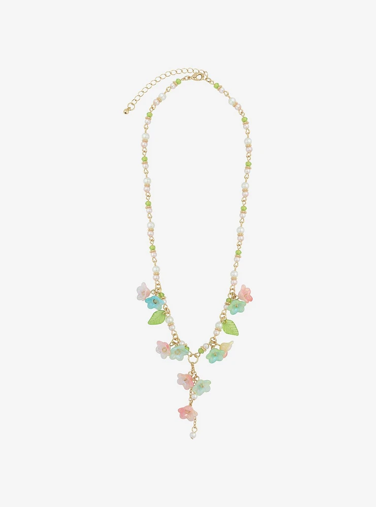 Thorn & Fable Pearl Bead Flower Drop Necklace