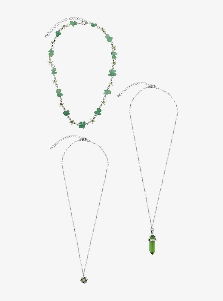 Thorn & Fable Green Celestial Stone Necklace Set