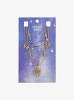 Cosmic Aura Purple Moon Star Necklace Set