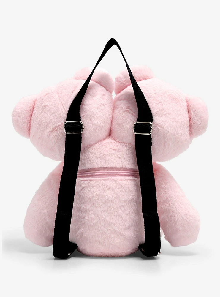 Pink Double Bear Head Plush Backpack