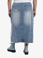 Social Collision Star Patches Denim Midaxi Skirt Plus