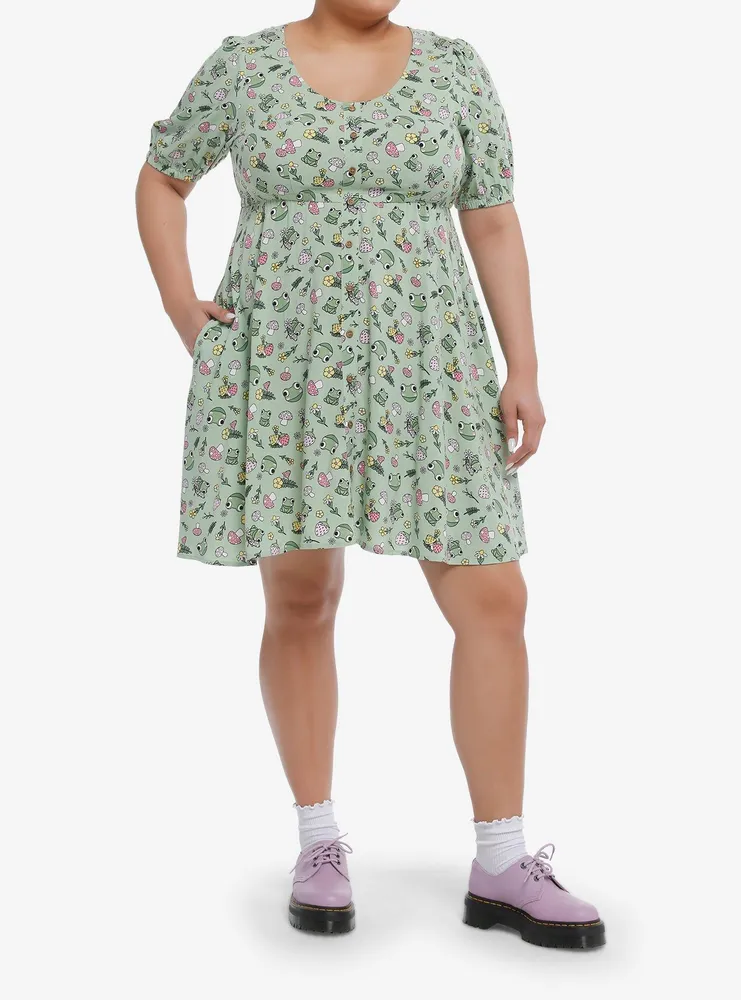 Thorn & Fable Frog Mushroom Babydoll Dress Plus