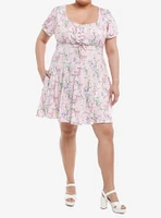 Thorn & Fable Pink Floral Butterfly Empire Dress Plus