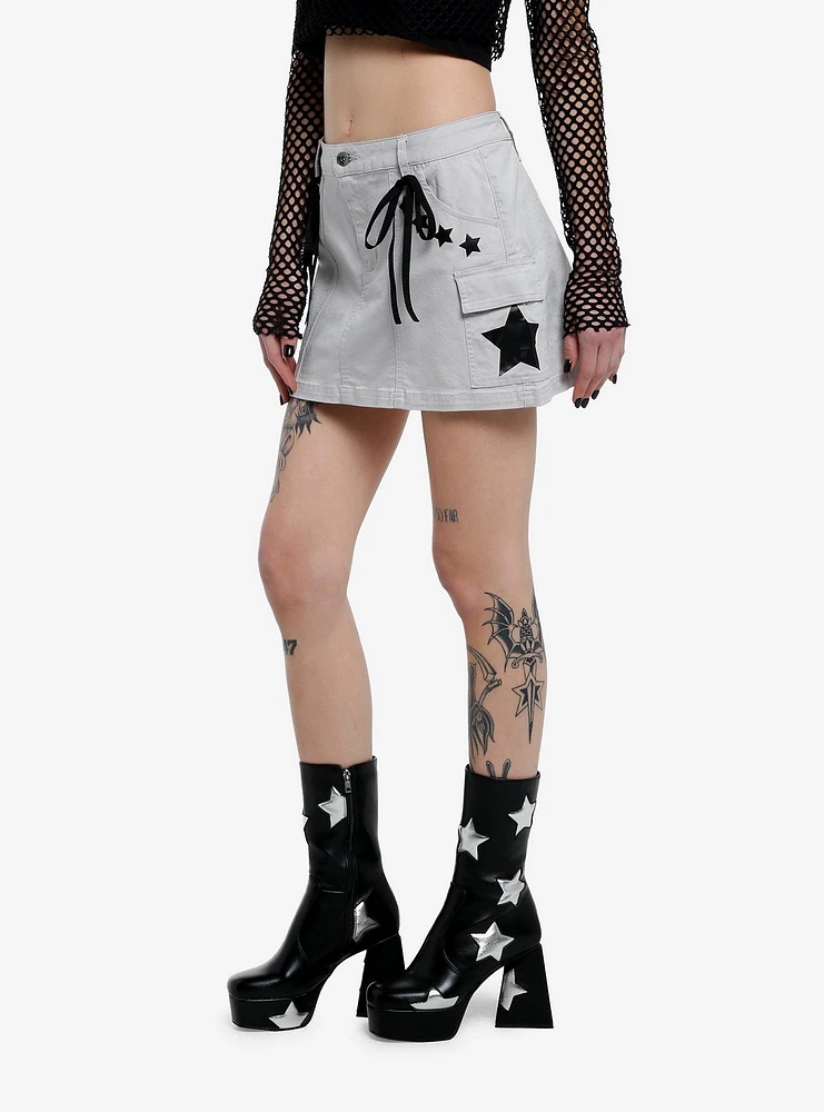 Social Collision Grey & Black Star Mini Skort