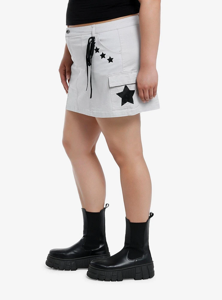 Social Collision Grey & Black Star Mini Skort Plus