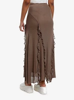 Thorn & Fable Brown Ruffle Maxi Skirt