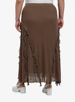 Thorn & Fable Brown Ruffle Maxi Skirt Plus