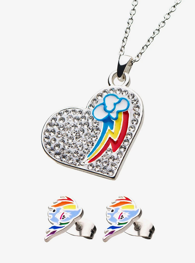 My Little Rainbow Dash Heart Necklace and Stud